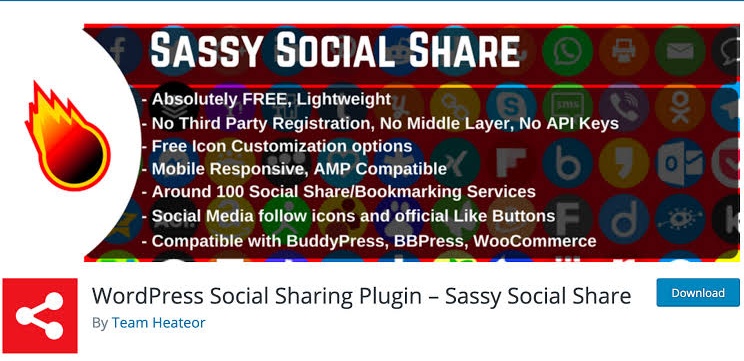  Social Sharing Plugin – Sassy Social Share  |  6 Best Free Social Media Share plugins for WordPress Website 2022